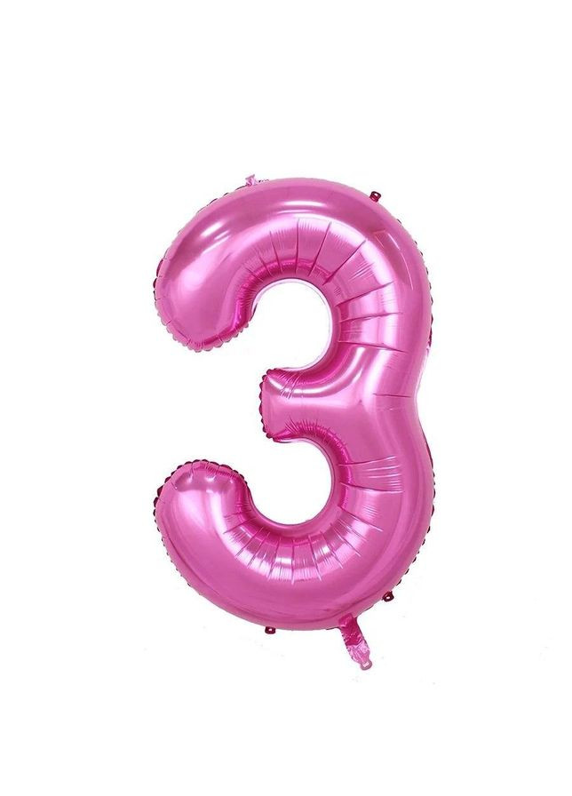 Фольгированная цифра SLIM розовая 100см "3" No Brand (303725987)