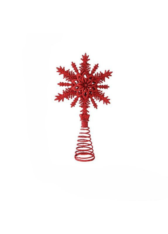 Верхушка для елки Звездочка с блестками 210 на 113 мм красный Jannet Верхівка (367078970)