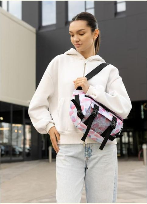 Сумка на пояс через плечо женская текстильная Черно-белый 35557 Sambag (334673934)