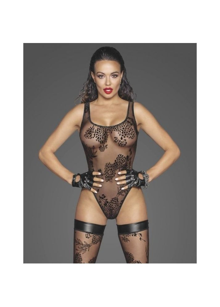 Боді з візерунками F242, напівпрозоре, чорне Noir Handmade (347314354)