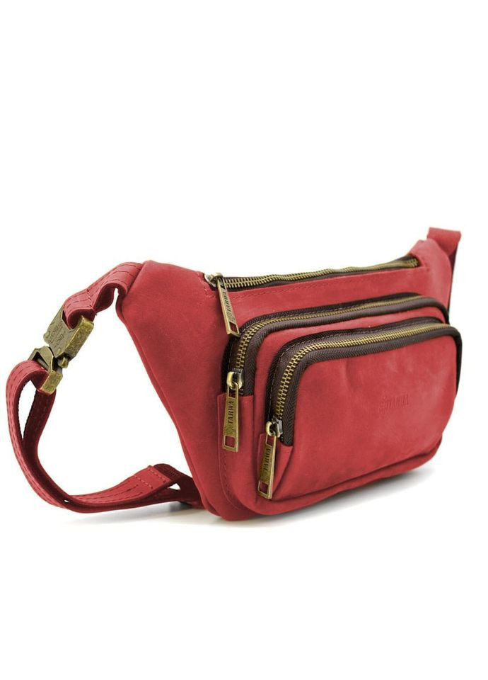 Кожаная бананка напоена из лошадиной кожи красная RR-8179-3md TARWA (362043614)