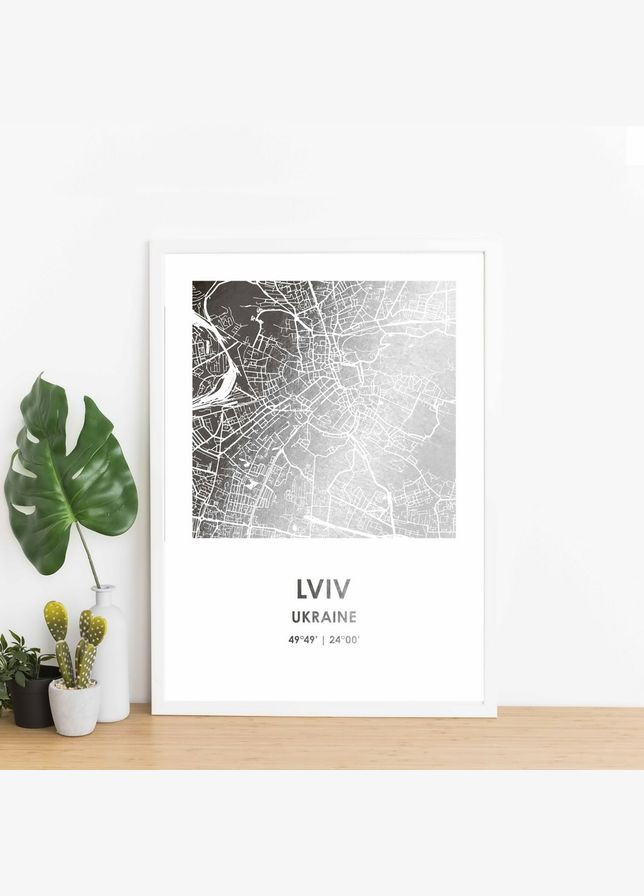 Постер "Львов / Lviv" фольгированный А3 (BD-pl-37) silver-white BeriDari (311219384)