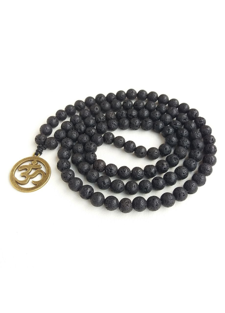 Чотки з вулканічної лави 108 намистин з підвіскою ОМ d 8мм No Brand (331293572)