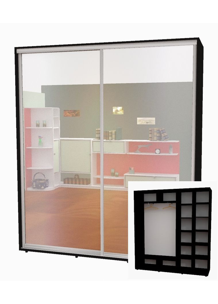 Шафа-купе дводверна 190*45*250 см Венге магія 2 двері Дзеркало Алекса (360478684)