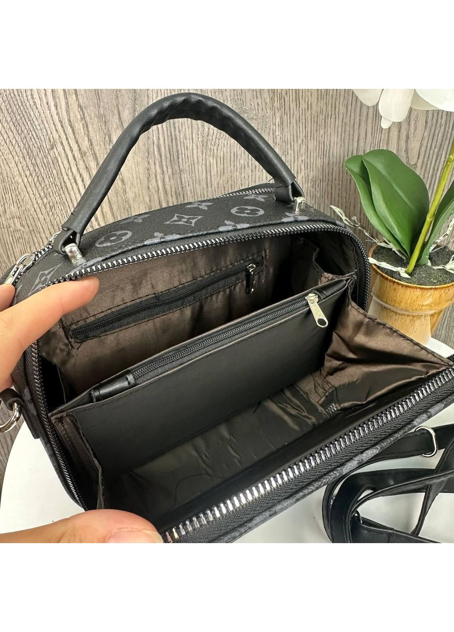 Жіноча міні сумка на плече чорна каркасна ProDobro (363260036)