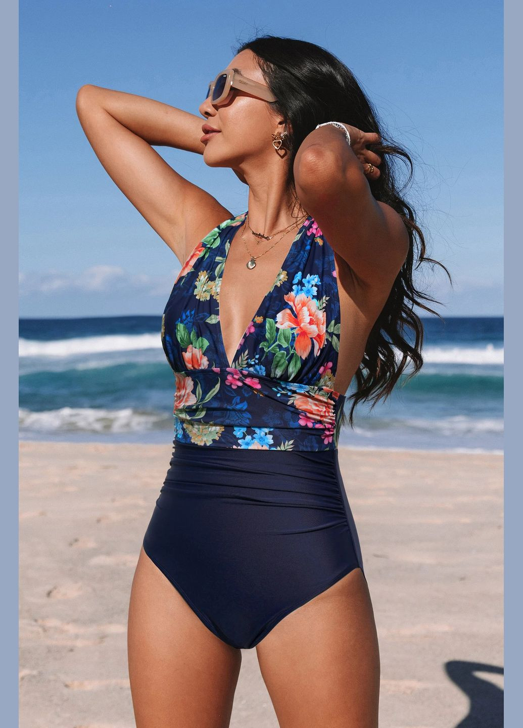 Темно-синий летний купальник CUPSHE