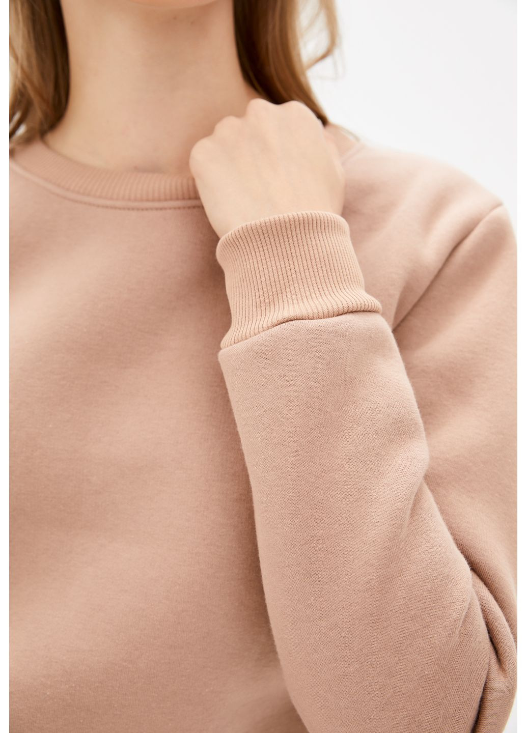 Бежевий світшот жіночий утеплений на флісі (hb644456) HiBrand без декору (355262374)