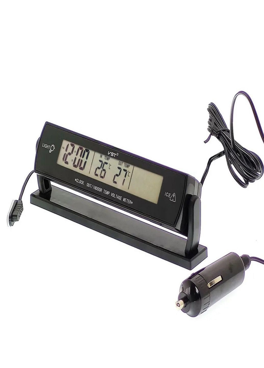Автомобильные часы 7013 R с термометром и вольтметром VST (282927667)