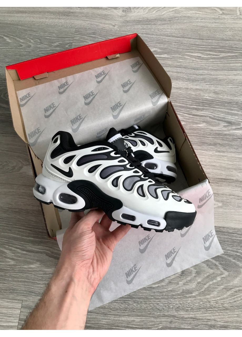 Кроссовки женские и мужские Nike Air Max Tn Plus Drift White Black | Найк Аір Макс ТН плюс белые демисезоны (364667128)