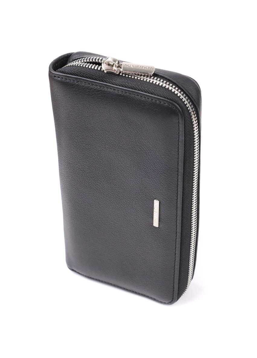 Практичний жіночий гаманець на одне відділення із зернистої натуральної шкіри 20863_1 (3622 nero) Чорний Tony Perotti (362417502)