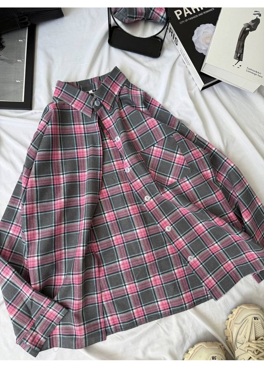 Розовая повседневный рубашка Україна с длинным рукавом