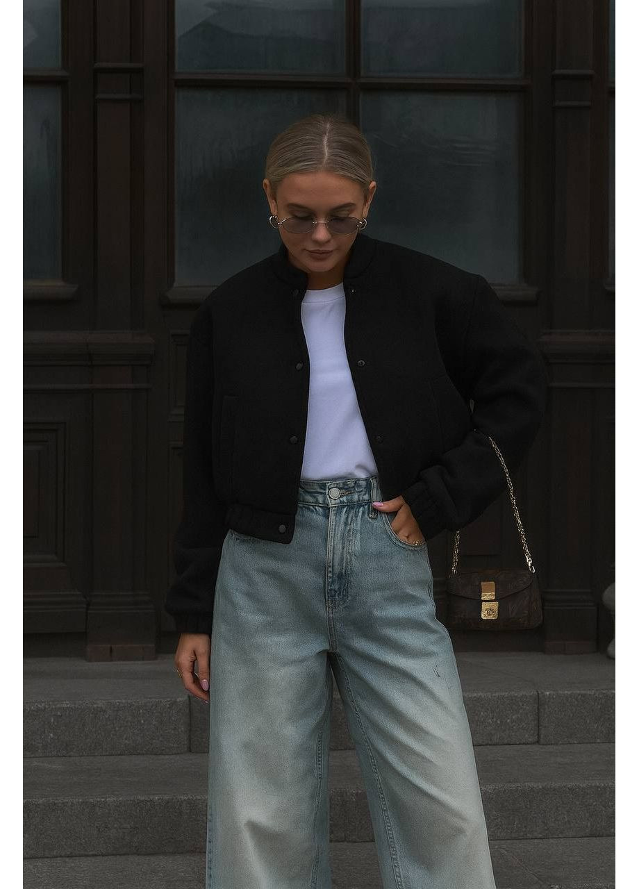 Жіночий укорочений бомбер на кнопках Україна на кнопках (352267665)