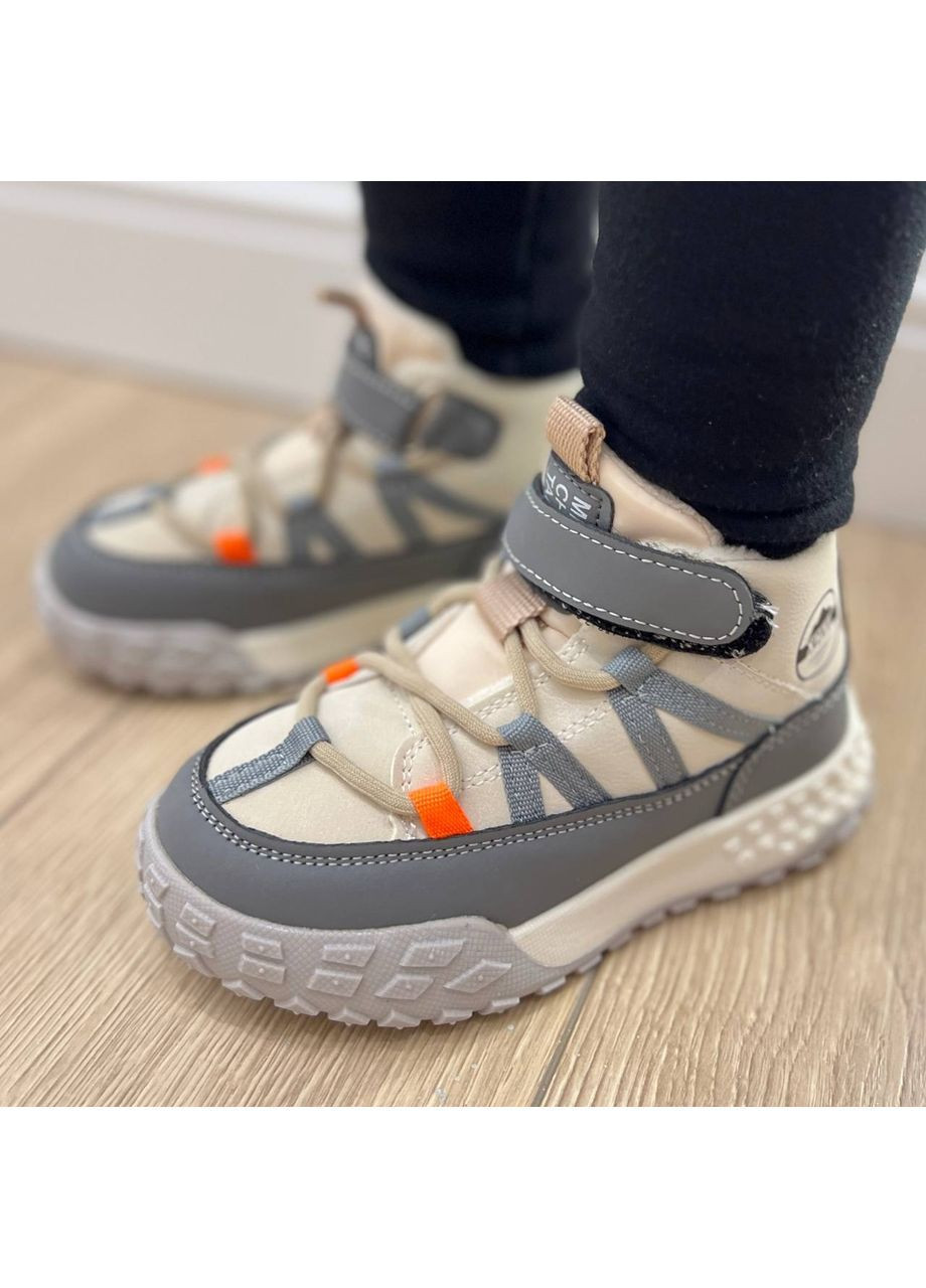 утепленные хайтопы на липучках и шнуровках-резинках No Brand