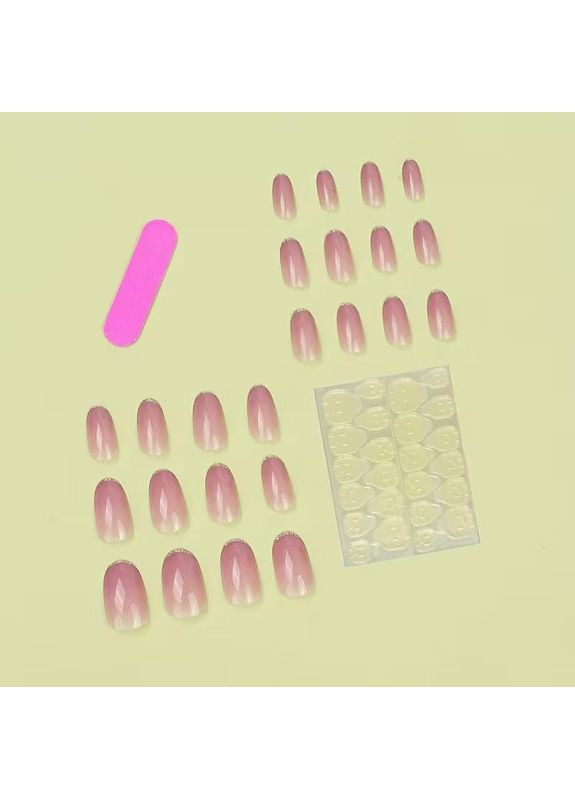 Накладные ногти с клеем и пилочкой 24 шт градиент, набор накладных ногтей овальной формы No Brand (373039218)