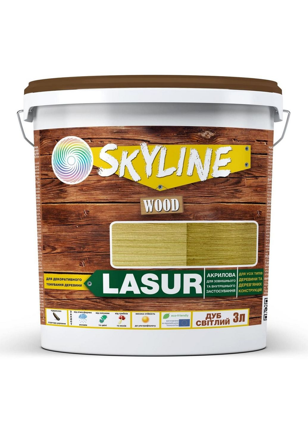 Декоративно-захисна блакить для обробки дерева LASUR Wood 3 л SkyLine (289367724)
