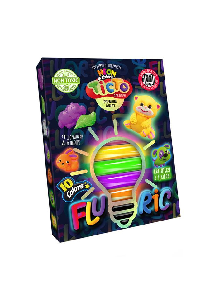 Тесто для лепки "FLUORIC" TMDFL10-01U-04U 10 цветов Вид 1 Danko Toys (304408301)