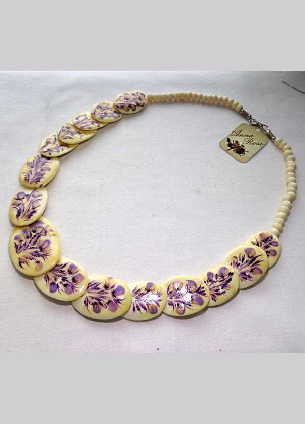 Колье украшение на шею слоновая кость "Нежные Фиалки" No Brand (358224482)