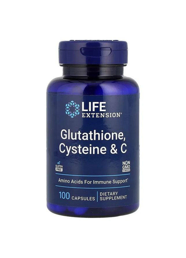 Глутатион цистеин и витамин С Glutathione Cysteine & C 100 капсул Life Extension (361116055)