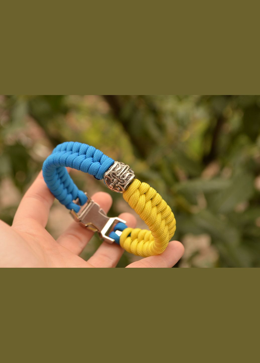 Браслет из паракорда Патриот с Гербом ОУН Тризуб Владимира нейзильбер на металл.фастексе + брелок в подарок No Brand (341738741)