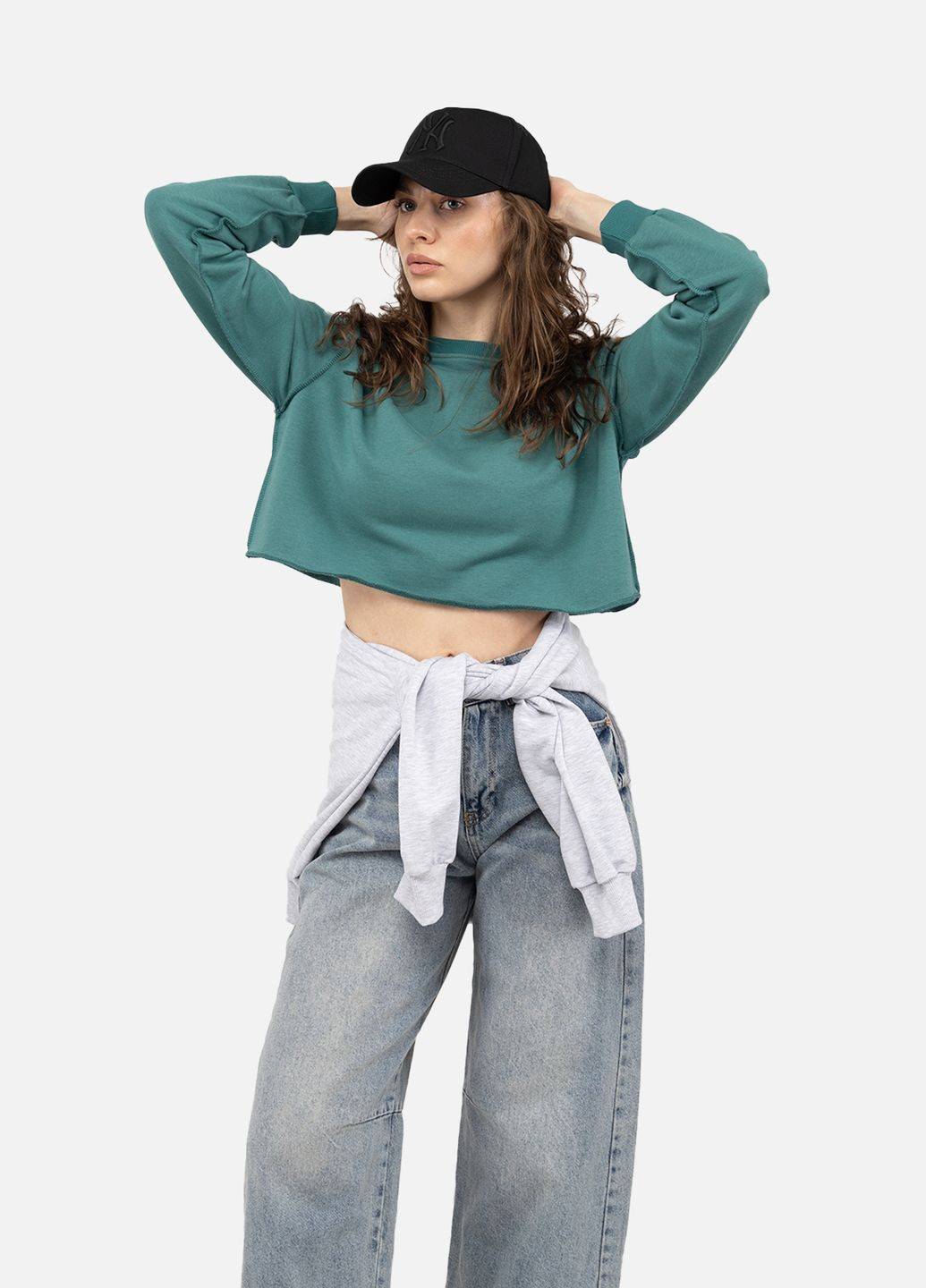 Зеленый женский свитшот цвет зеленый cb-00244237 Yuki (309020554)