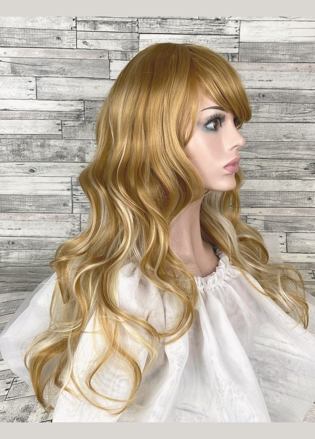 Парик с пробором и челкой волнистый русый мелирование длинный женский No Brand 4366 (306728897)