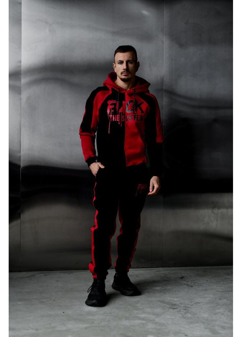 Костюм спортивный мужской утепленный с принтом дтф No Brand (372492613)