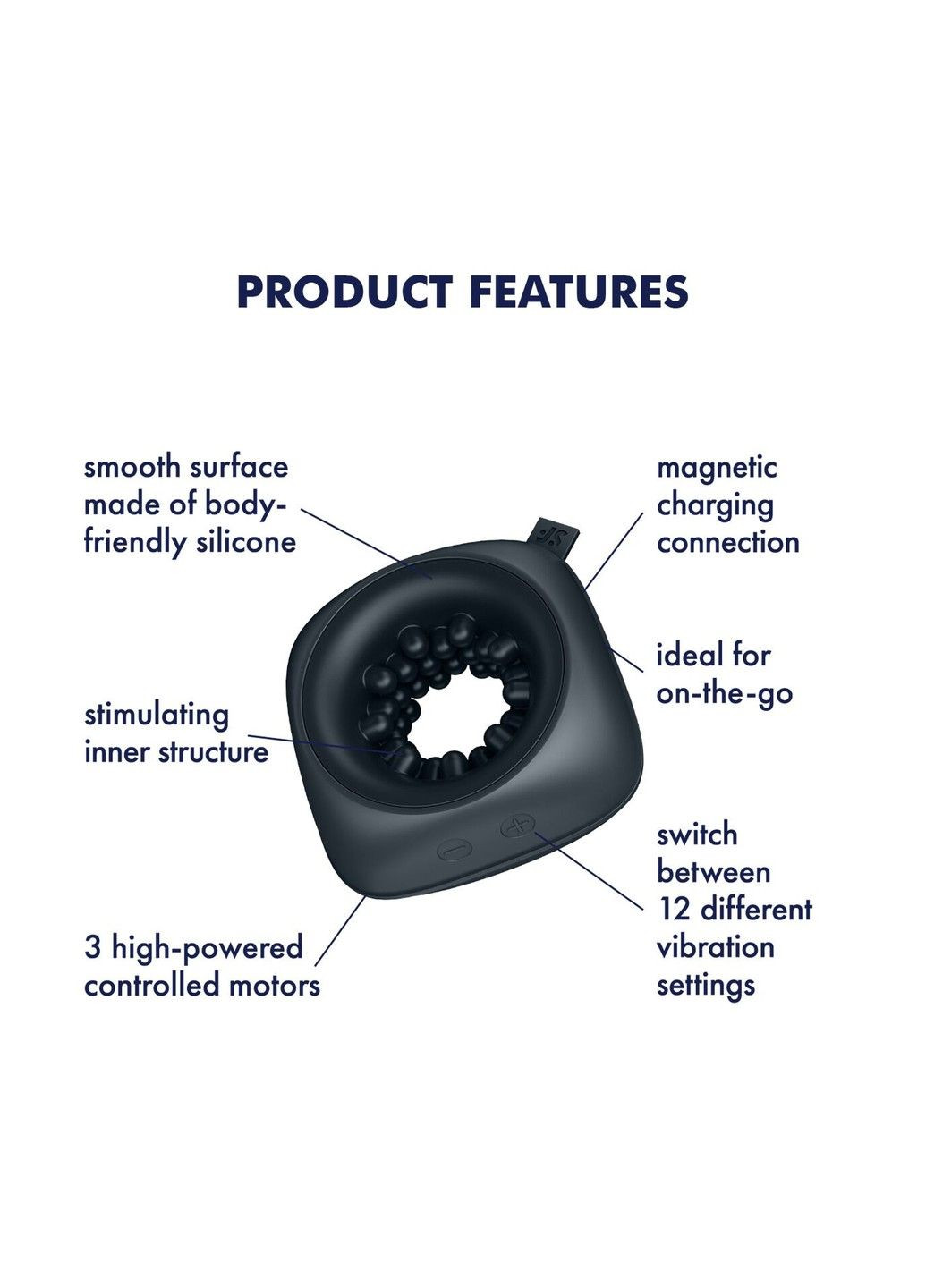 Мастурбатор Ring Stroker 12 режимів вібрації універсальний компактний чоловіча іграшка Satisfyer (322740458)