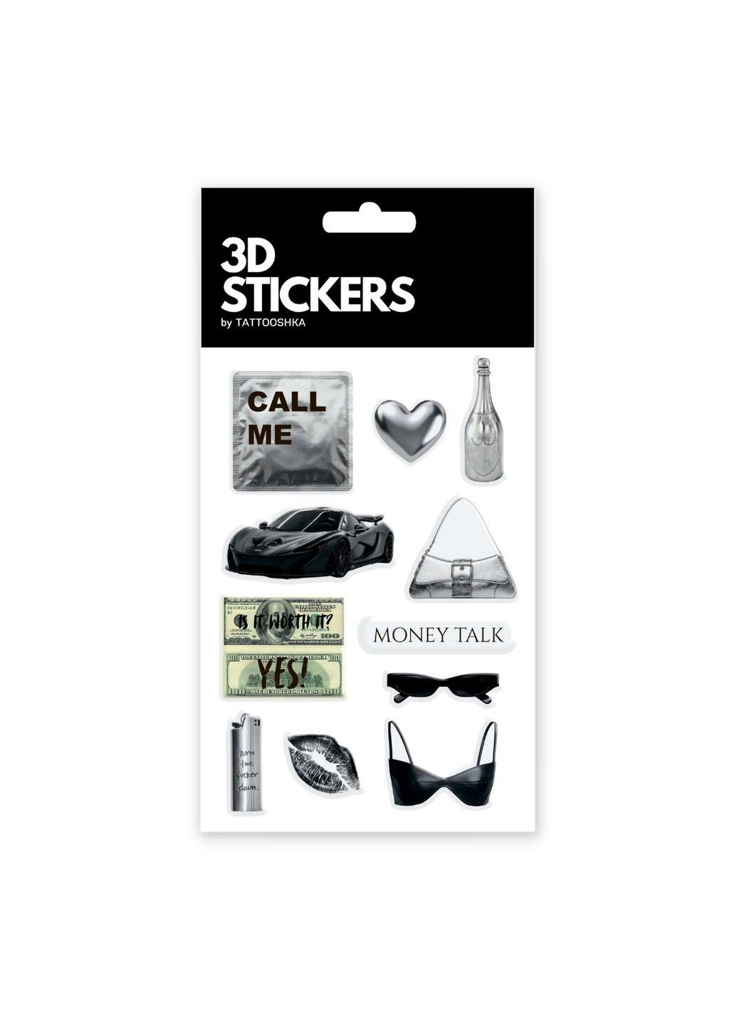 Объемные наклейки "Rich Vibe" Набор 11 стикеров Tattooshka (327106502)