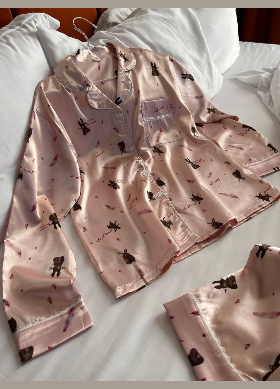 Рожева всесезон ніжний домашній костюм-піжамка рубашка + брюки Vakko