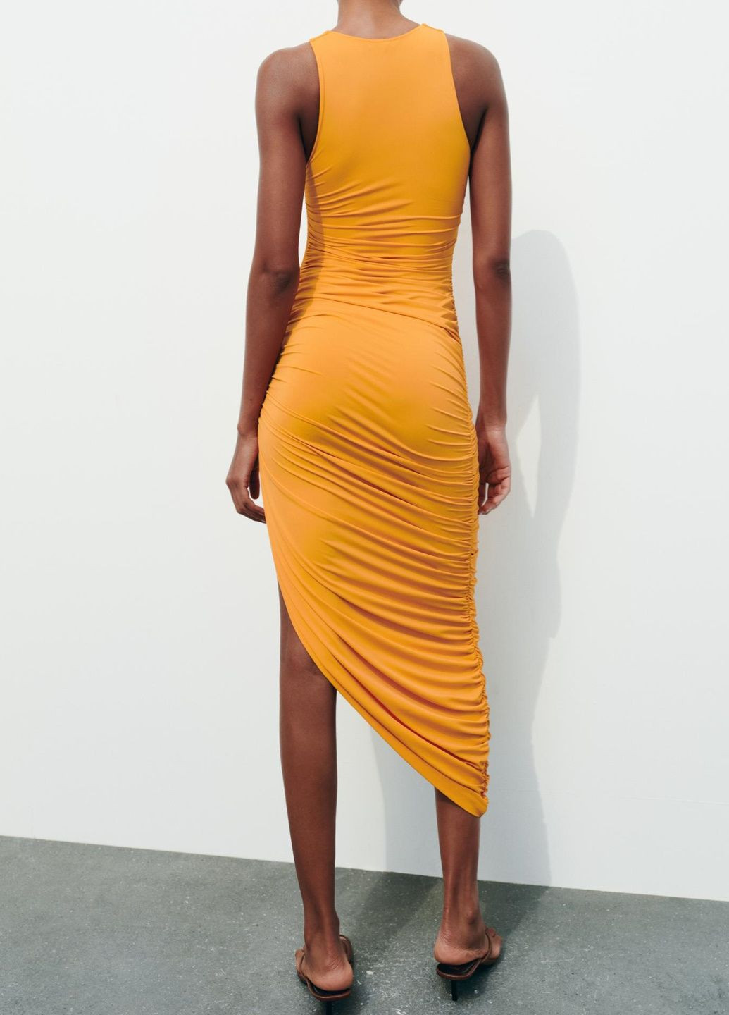 Оранжевое повседневный платье Zara однотонное