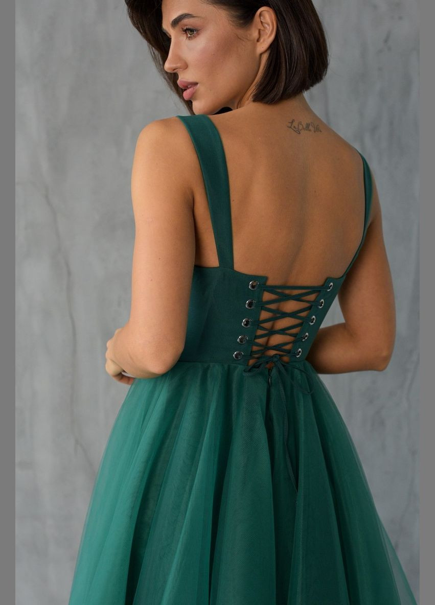 Зелена коктейльна плаття а-силует ODDI однотонна