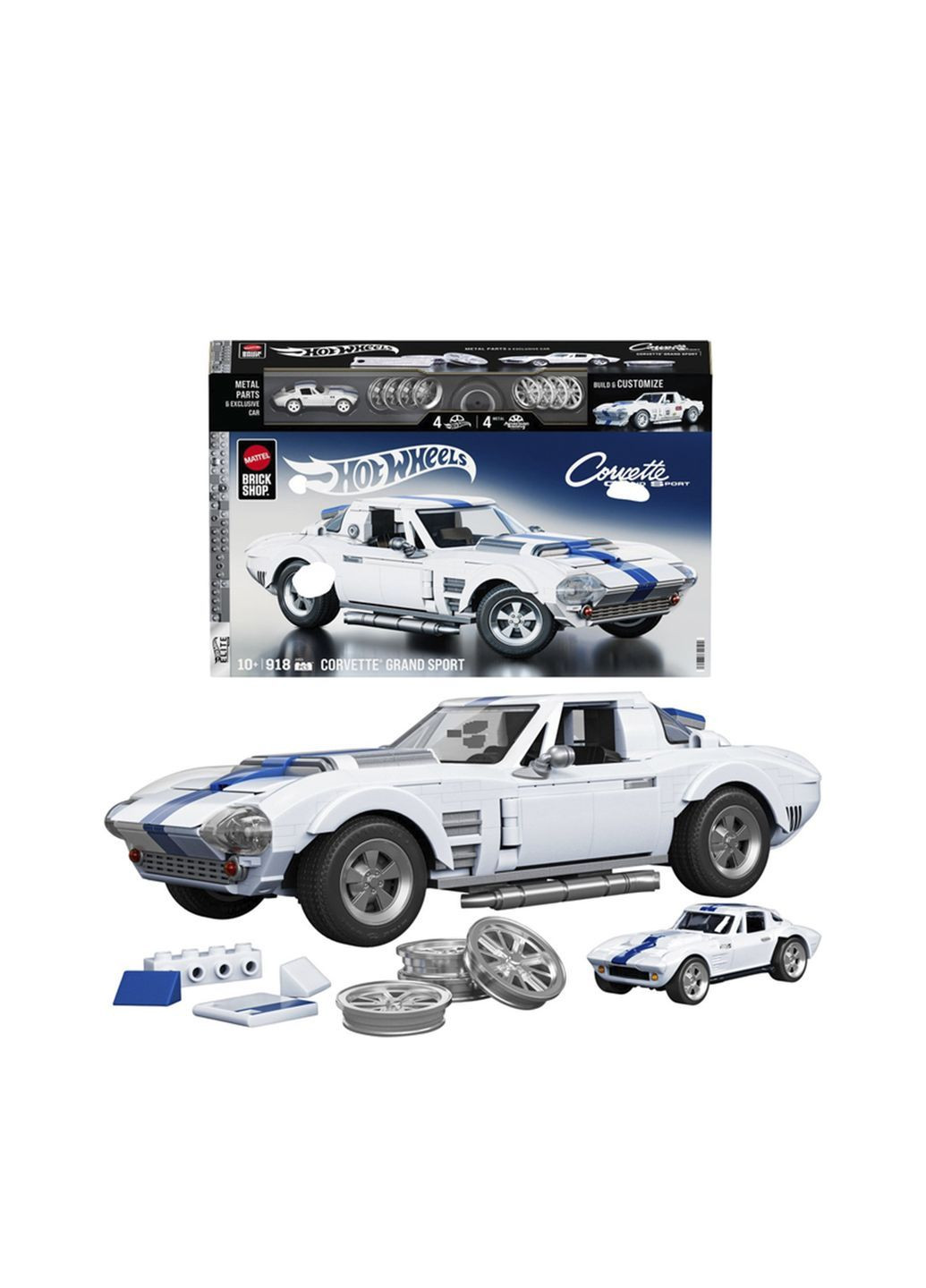 Коллекционная машинка-конструктор - "Corvette Grand Sport" серии "Elite" Mattel Brick Shop цвет разноцветный CB-00285846 Hot Wheels (362413434)