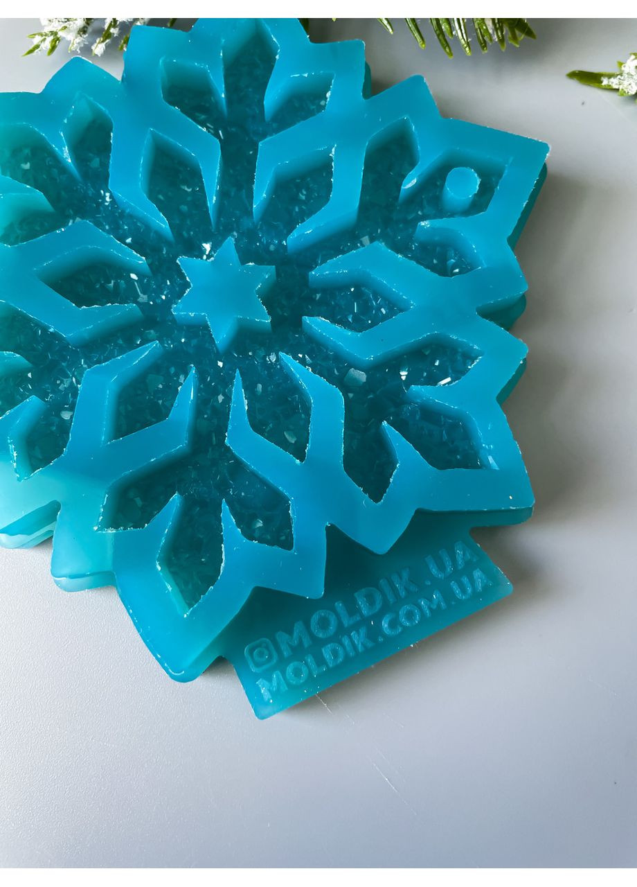 Молд кристалічна сніжинка гостра форма для новорічних іграшок на ялинку силіконова форма для епоксидної смоли No Brand (370566902)