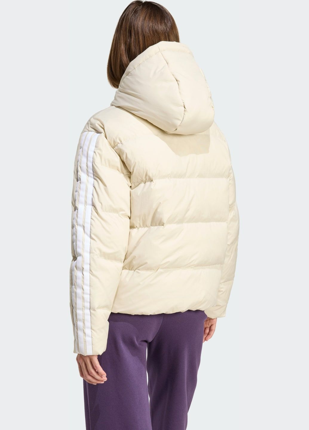 Бежева демісезонна пуховик essentials climawarm 3-stripes adidas