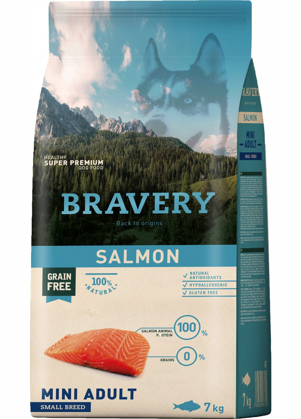 Сухой корм Salmon Mini Adult для взрослых собак мелких пород с лососем 7 кг (8436538946725) Bravery (308752620)