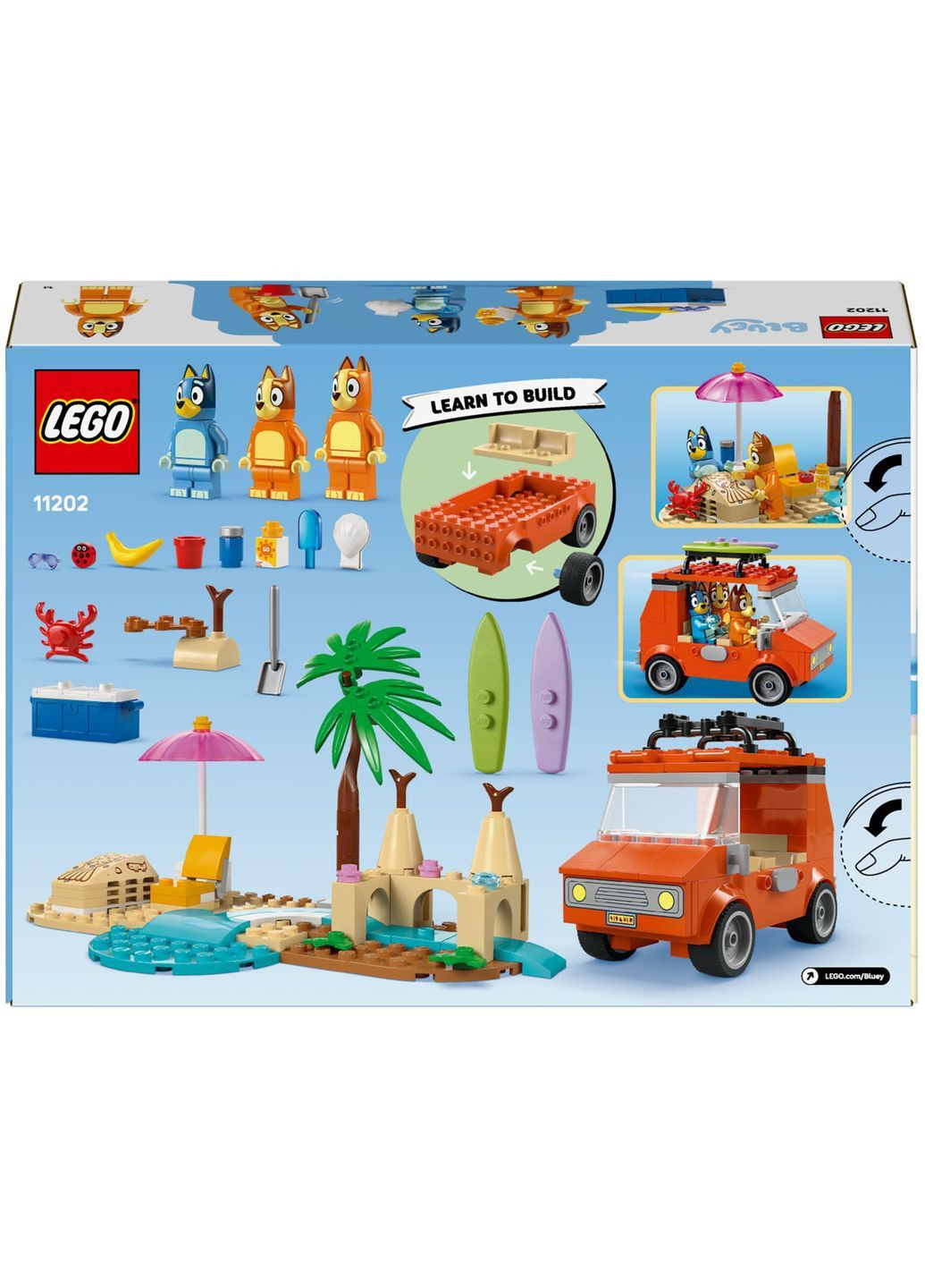 Конструктор Bluey Пляж і сімейна поїздка на автомобілі Блуї, 133 деталі () Lego 11202 (369111639)