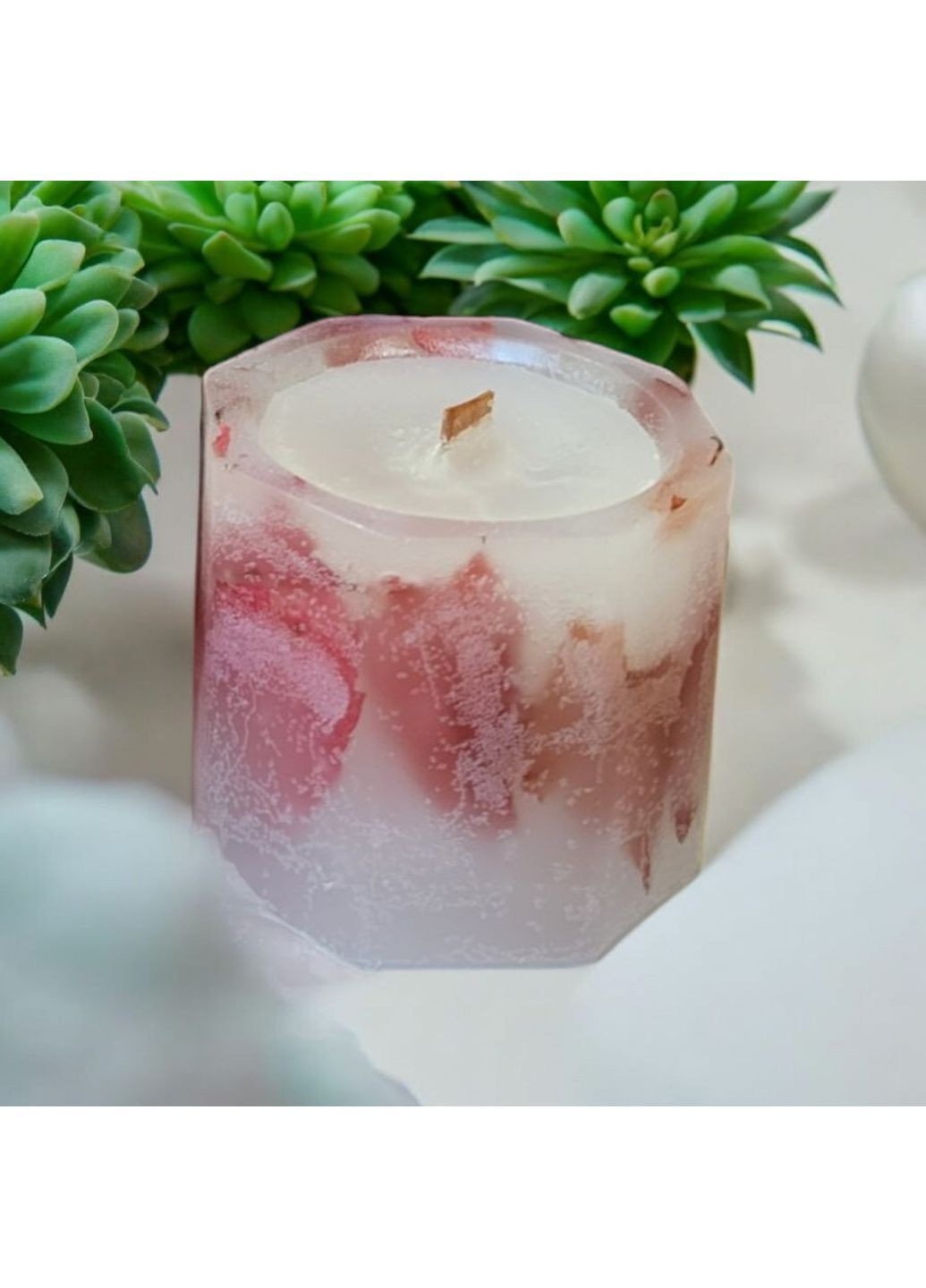 Свічка ручної роботи декоративна восьмикутна свічка з червоним литтям дикого винограду з дерев'яним ґнотом 15 годин горіння Handmade Studio - AV (372492573)