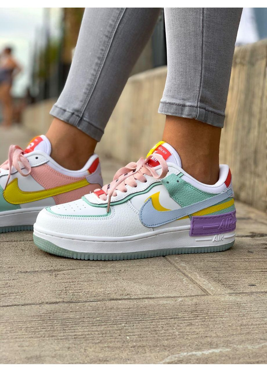 Білі Осінні кросівки чоловічі nike air force 1 shadow multicolor 6 найк аір форс 1 преміум No Brand