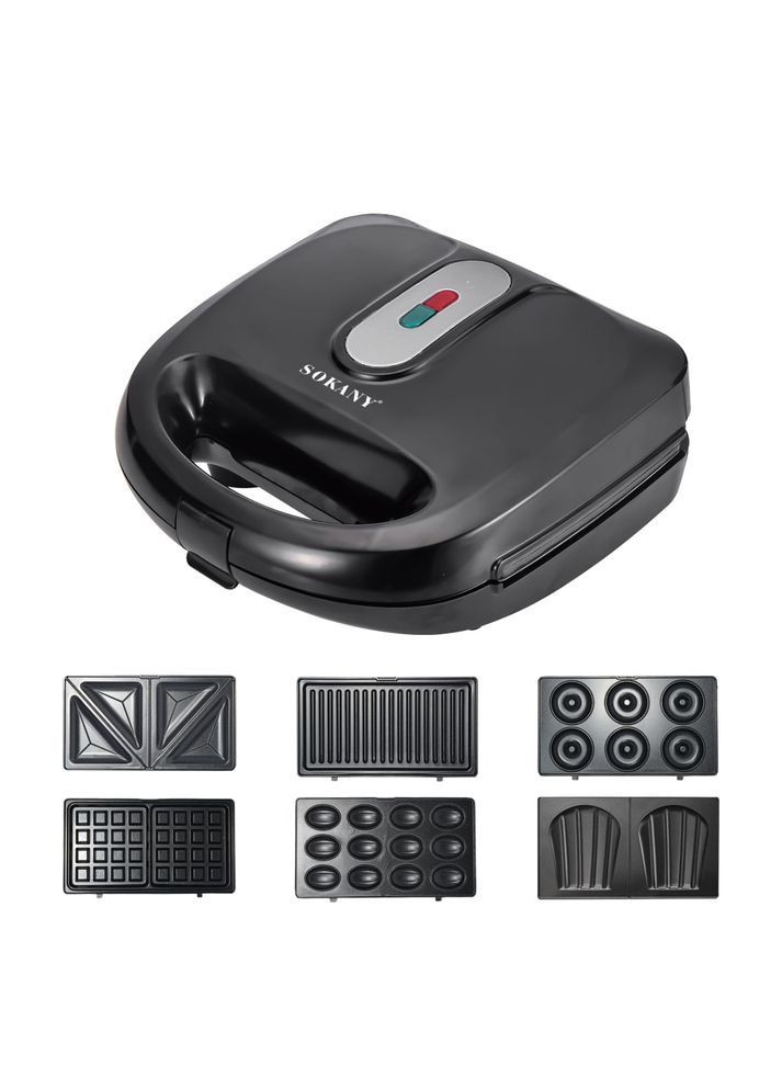 Бутербродница 6 в 1 с антипригарным покрытием электрическая вафельница гриль орешница (KS412) Sokany (372083764)