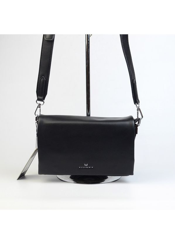 Сумка клатч женская черная маленькая модная на три отделения через плечо Alex&Mia (354182782)