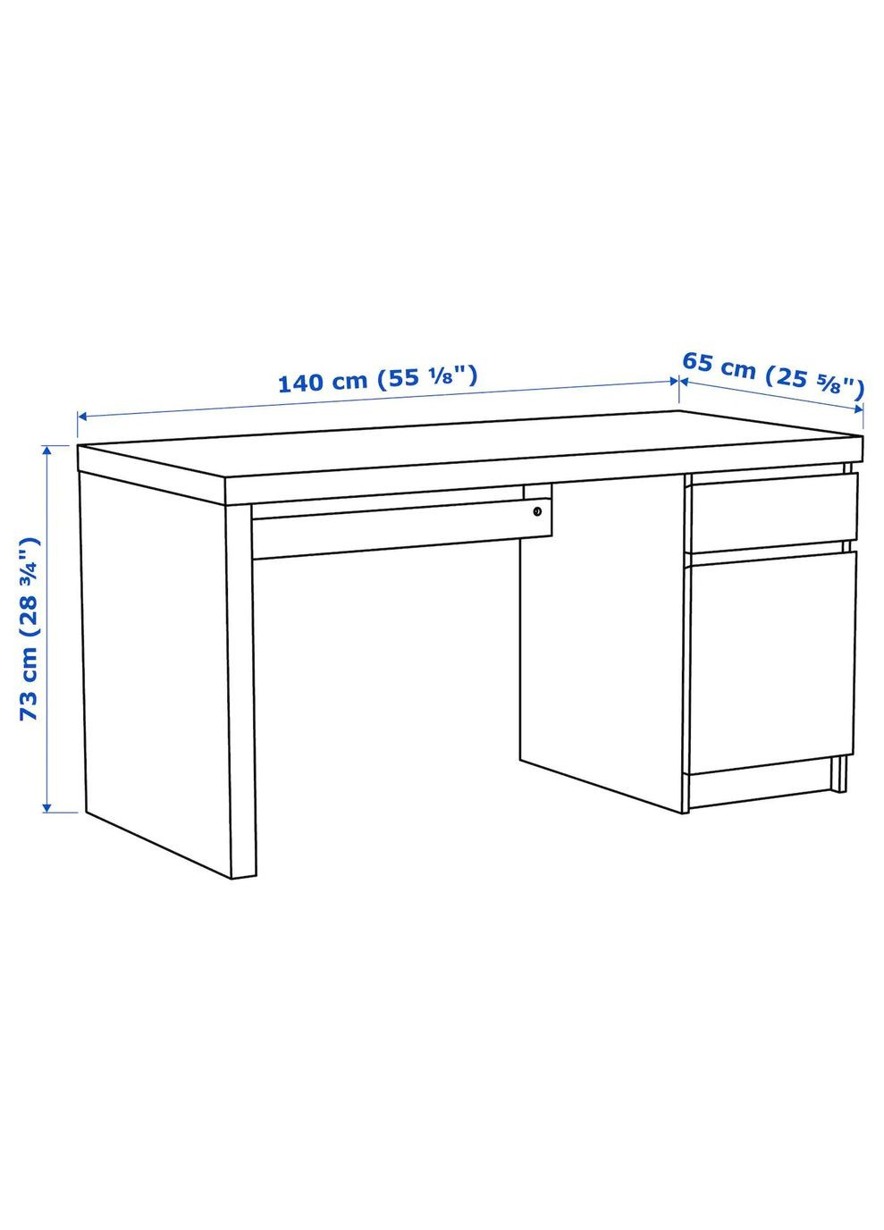 Письмовий стіл ІКЕА MALM 140х65 см (60214159) IKEA (278408993)