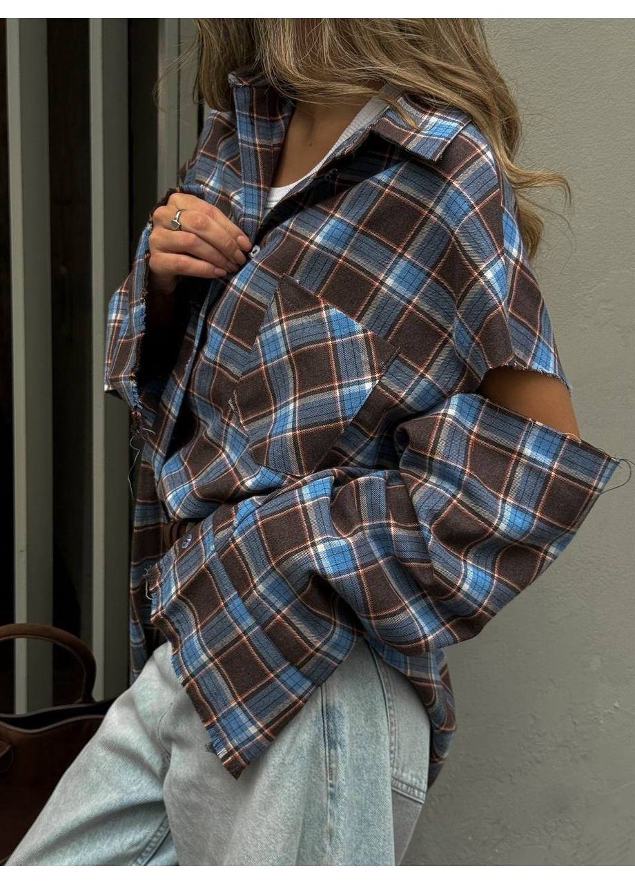 Коричневая повседневный рубашка Україна с длинным рукавом