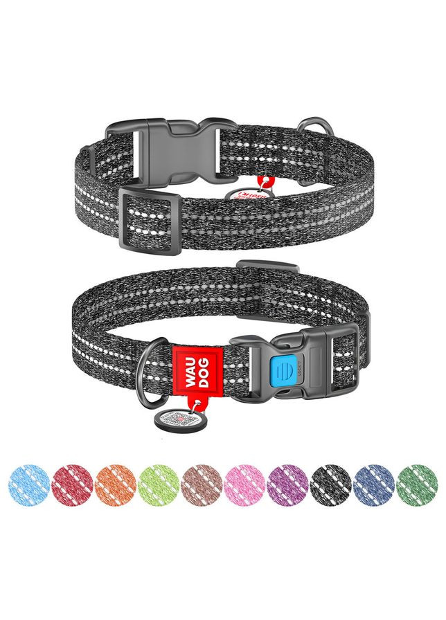 Нашийник WAUDOG Re-cotton з QR паспортом, відновлена бавовна, пластикова пряжка (ширина 15 мм, довжина 25-35 см) сірий No Brand (363200591)