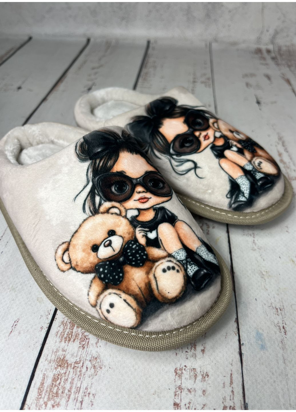 Бежевые тапочки домашние для девочки бежевый (552-1) Waldi