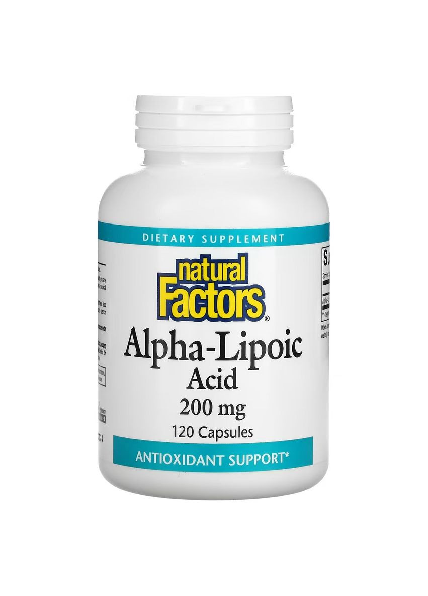 Альфа-липоевая кислота, 200 мг, Alpha-Lipoic Acid, 120 капсул Natural Factors (322741308)