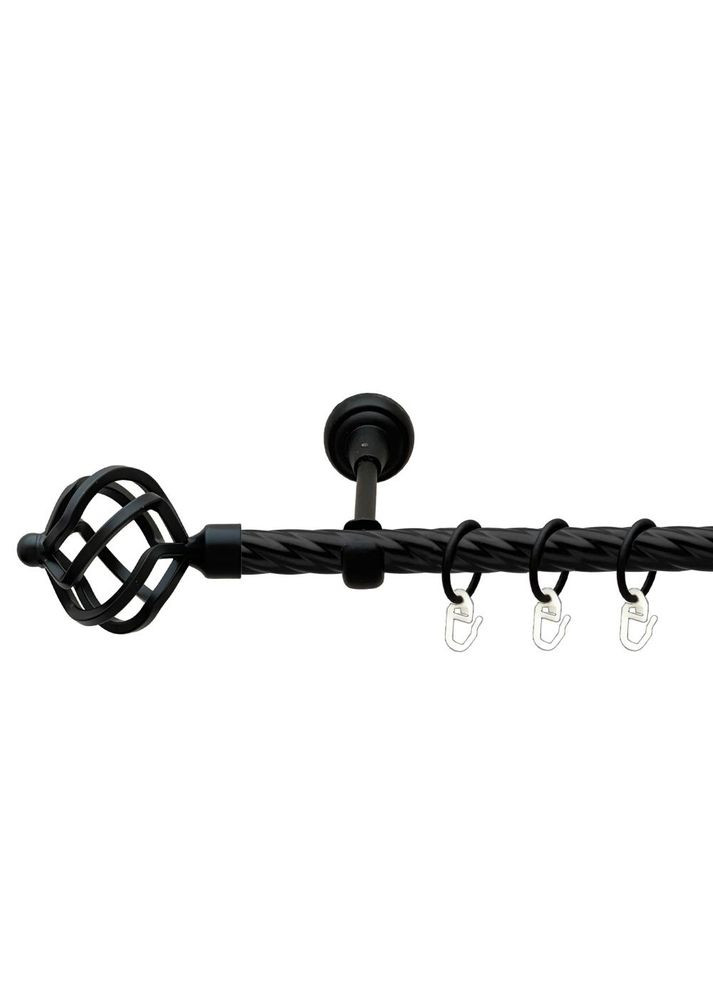 Карниз Ажур металлический однорядный открытый скрученная труба Черный Бархат 19 мм 160 см (00-00016168) ORVIT (300283294)