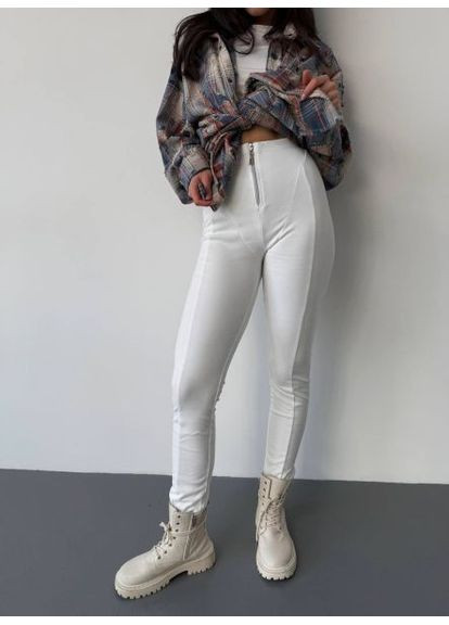 Теплые женские лосины на флисе, белые, размер (арт. 718) No Brand (358205096)