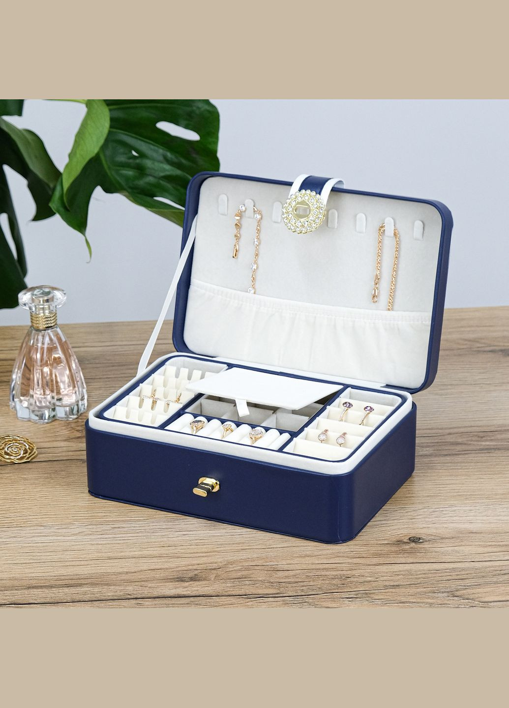 Ящик для украшений большой из экокожи синяя см. (JZ-001-2) Гранд Презент (322190832)