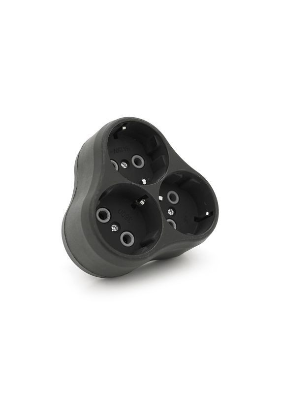 Розетка трійник із заземленням A202В, 2Р+PE, 16А Black, Q14 Укрпром (366667927)