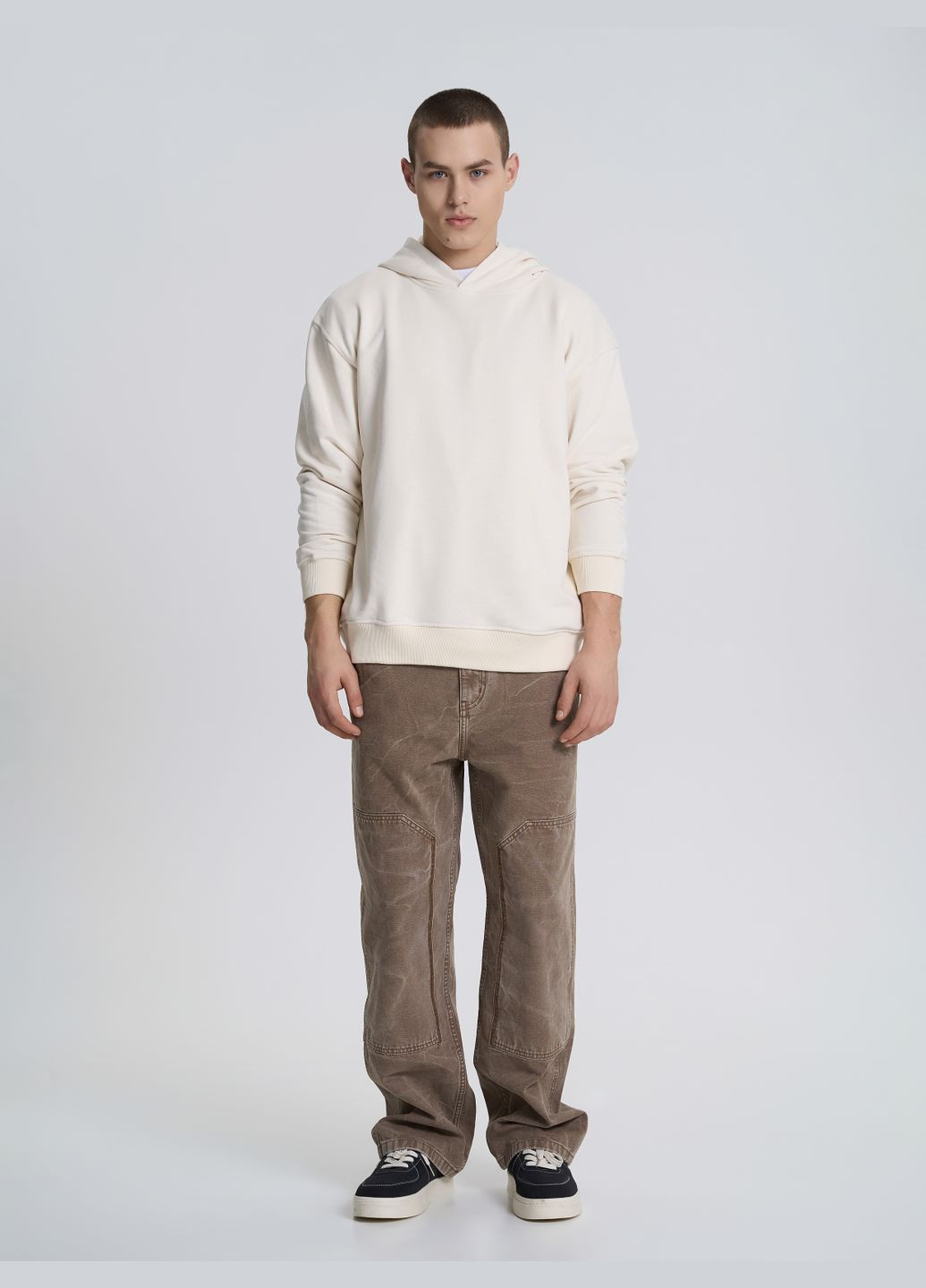 Худі чоловічий без кишені світло-бежевого кольору ТМ РОЗА Роза (325695827)